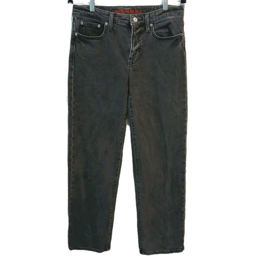 Lucky Brand Jeans Womens 4/27R Black Gray The Baggy Wide Leg Denim